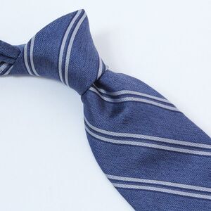 Bonobos Blue White Repp Stripe Silk Linen Blend Men’s Tie Handmade in USA